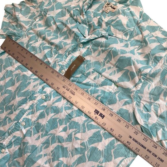 J Crew Shirt Mens L Blue Casual Button Down Short Sleeve Tropical Animal Print - Picture 5 of 10